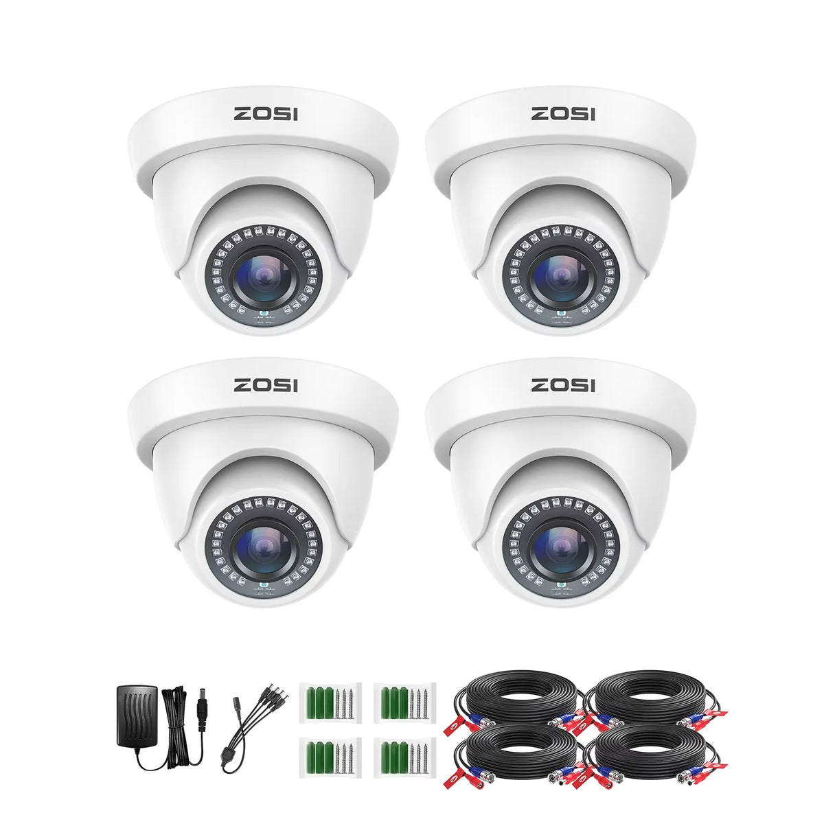 ZOSI 1080P HD-TVI Dome Security Cameras 2MP 1920TVL Indoor Outdoor with 80ft IR Night Vision CCTV Video Surveillance for Home Protection Analog DVR Recorder