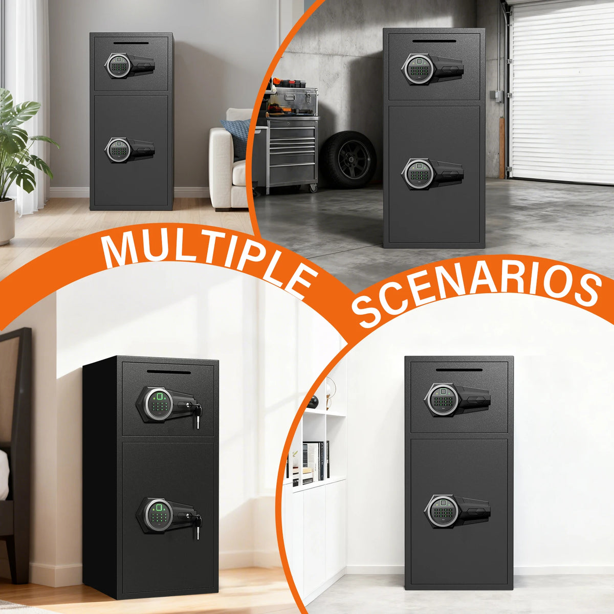 6.0 Cuft Large Fingerprint Home Safes, Safe Box Fireproof Waterproof with LED Light and Dual Alarm System