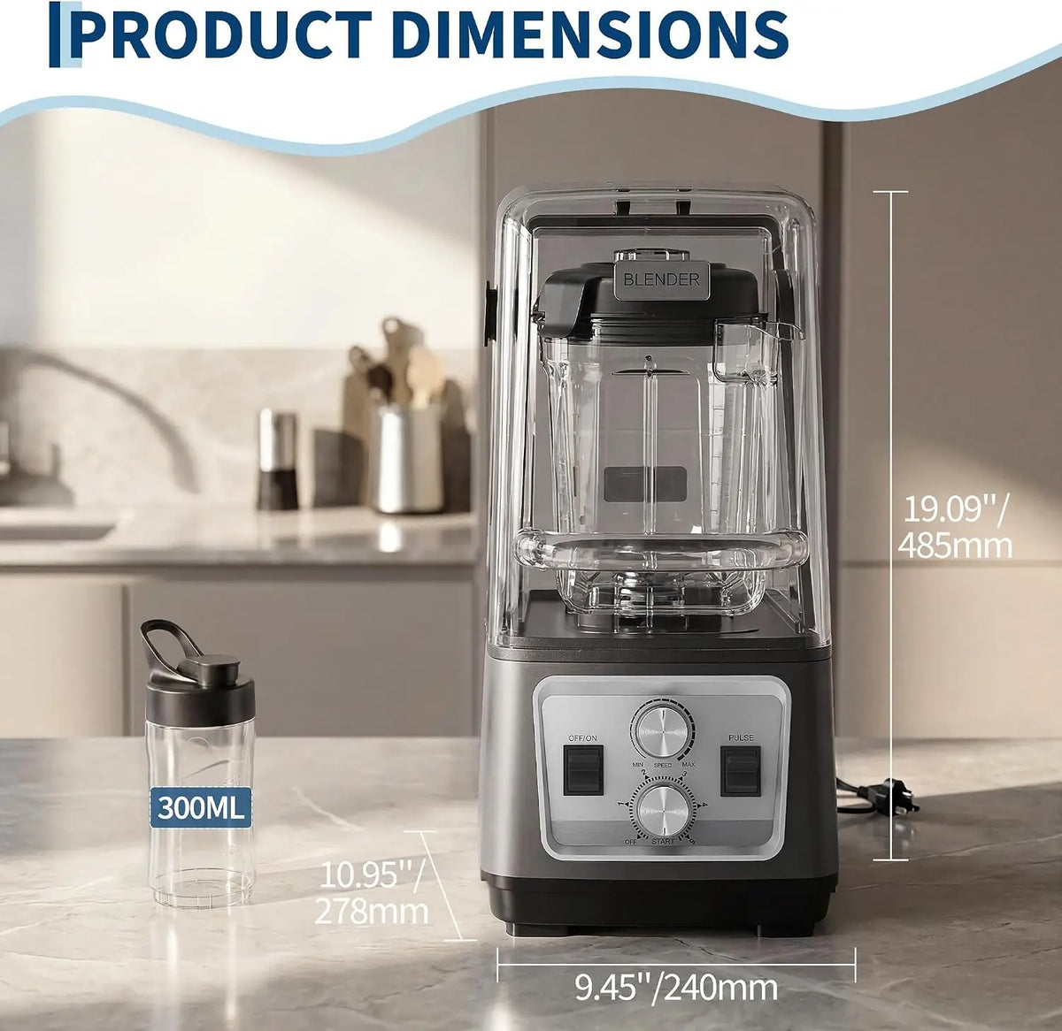 Tacleekii 68 Oz Commercial Blender Smart Touch Countertop Blender 9 Speed & 6 Functions Food-Grade Stainless Steel Powerful 28000 PRM,