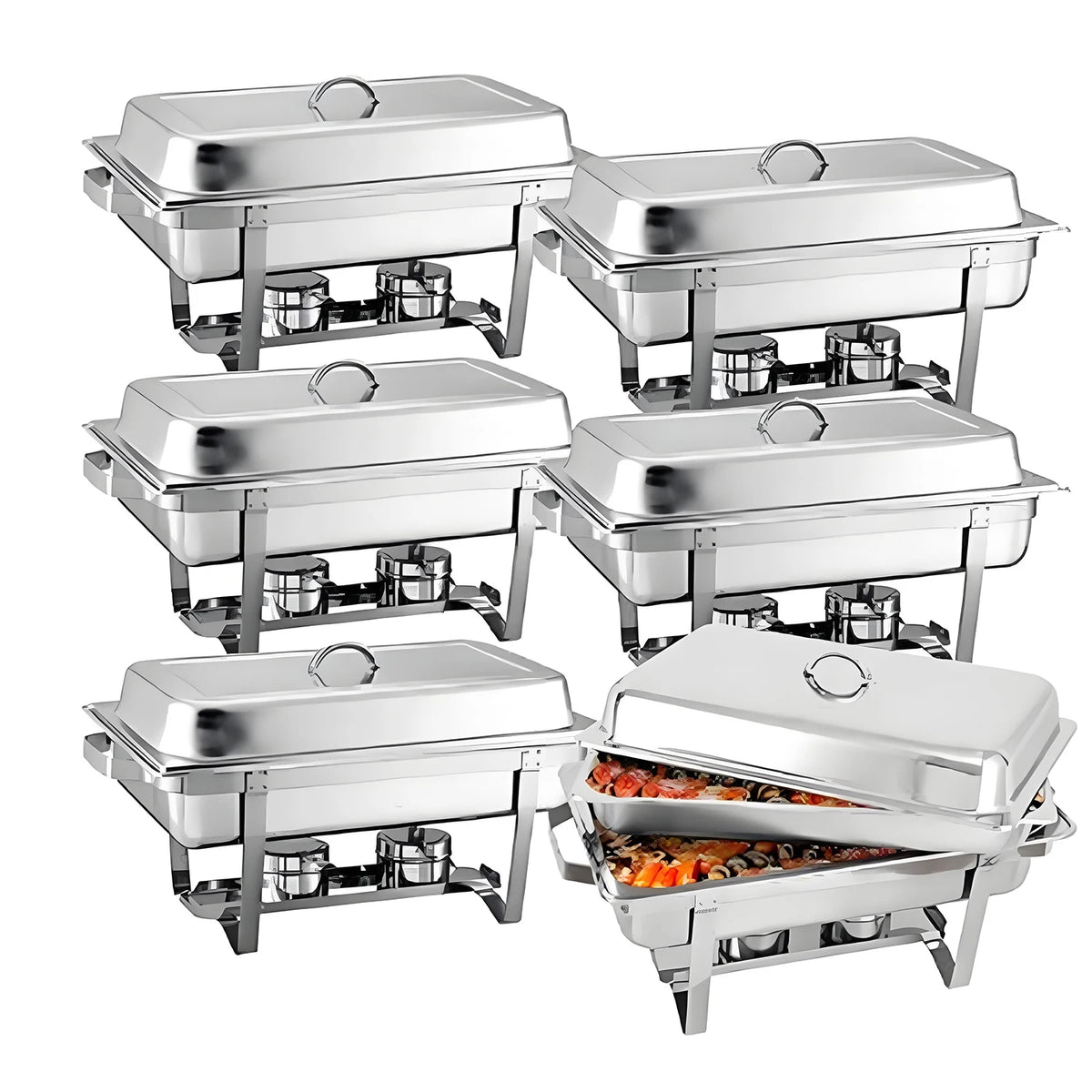 2/4/6 Pack 8QTChafing Dish Buffet Set Stainless Steel Food Warmer Kit with Lids Holders for Restaurant Catering Parties Weddings