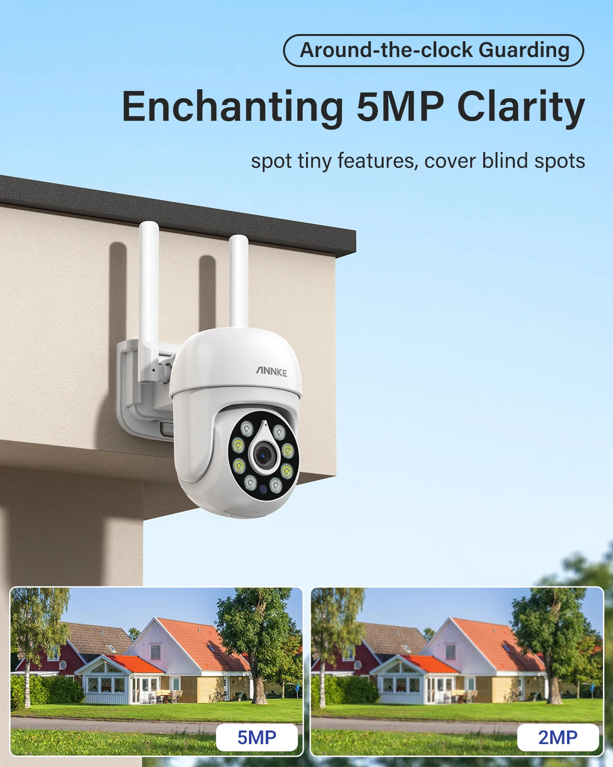 Annke 2Pcs H.264+ 5MP Wireless Camera Video Surveillance Camera Two Way Audio WIFI IP Security Camera 3.6MM IP66 Weatherproof