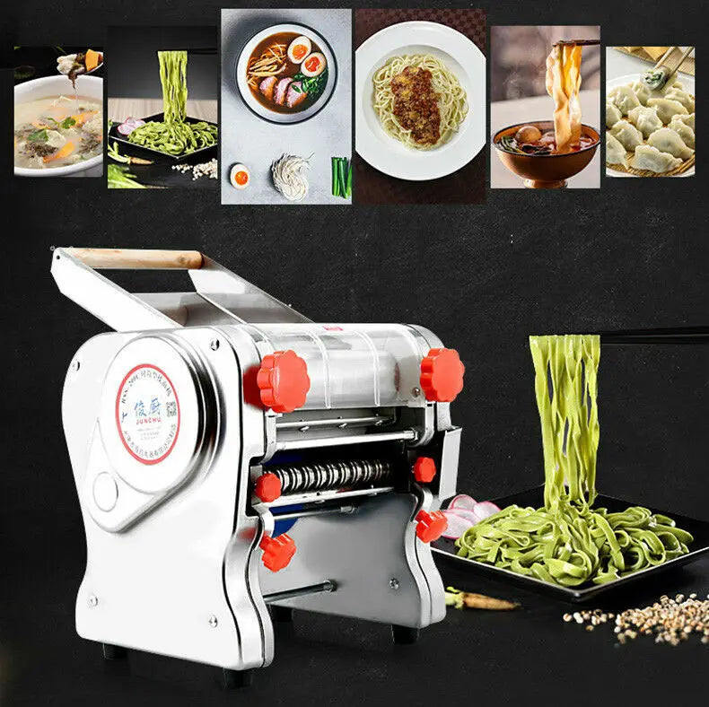 550W Electric Pasta Maker Noodle Machine Dumpling Skin Roller Steel Full Stainless Steel Dual Knife Noodle Maker For Commercial
