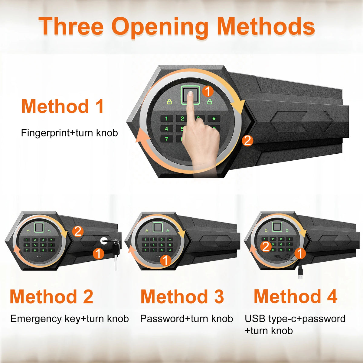 6.0 Cuft Large Fingerprint Home Safes, Safe Box Fireproof Waterproof with LED Light and Dual Alarm System