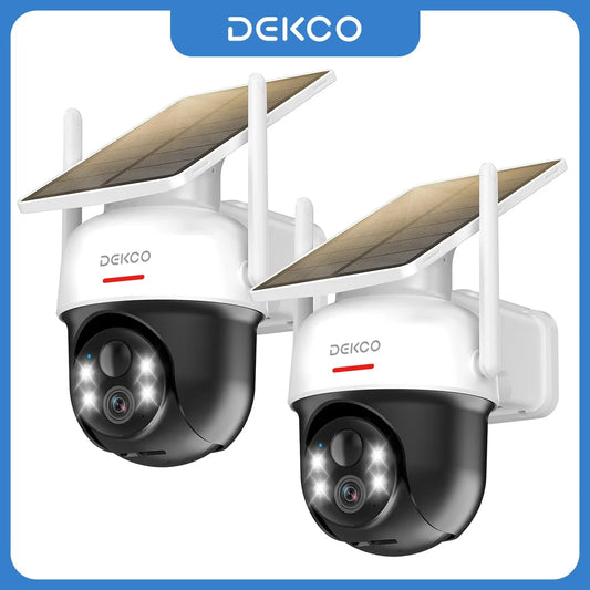 Dekco 2/4/6/8pcs Solar WiFi Camera 3MP 100% Wire-Free 5000mAh Battery Two-way Audio Security Camera Wireless PTZ CCTV Camera
