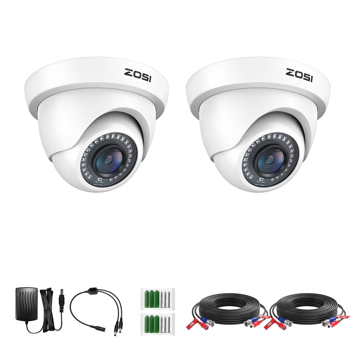 ZOSI 1080P HD-TVI Dome Security Cameras 2MP 1920TVL Indoor Outdoor with 80ft IR Night Vision CCTV Video Surveillance for Home Protection Analog DVR Recorder