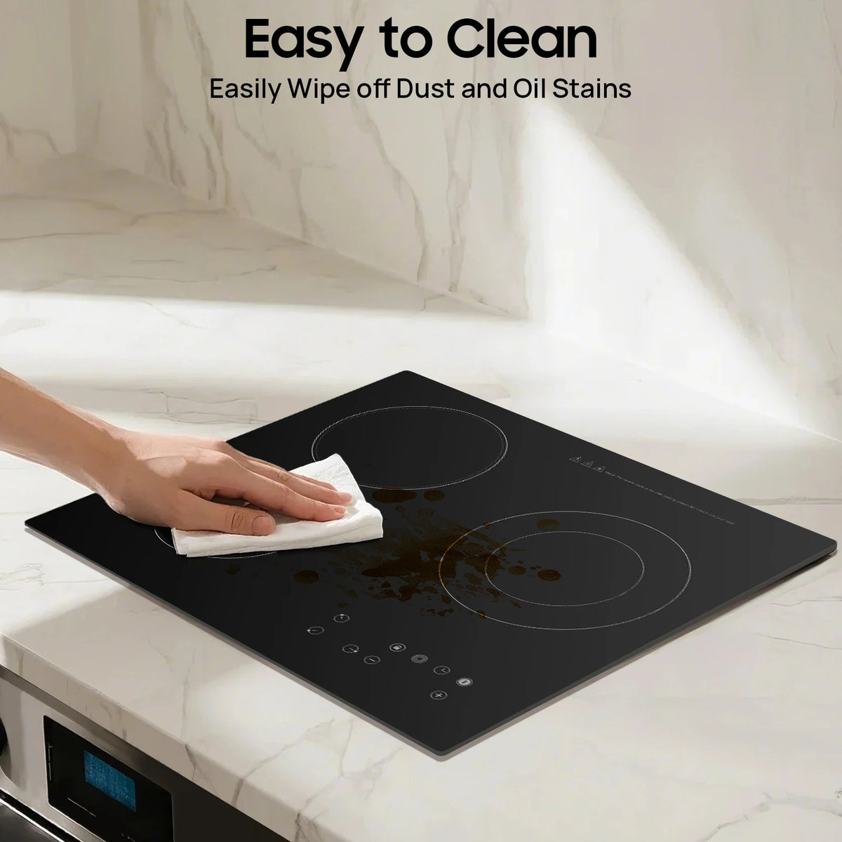 2600W Electric Ceramic Cooktop, Portable 3 Burners Built-in Cooktop, Sensor Touch Control Countertop, Electric Hot Plate with Kid Safety Lock and Timer (no plug)