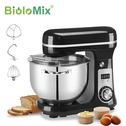 BioloMix Kitchen Food Stand Mixer, Blender, Quiet Motor, Cream Egg Whisk, Whip Dough Kneader, 6-Speed, 1200 W, 6 L, DC