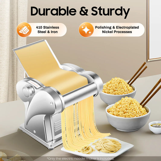 Tabletop Automatic Noodle Machine 135W 110V 8‑Speed Adjustable 410 Stainless Steel Pasta Maker for Home Restaurant Noodle Shop