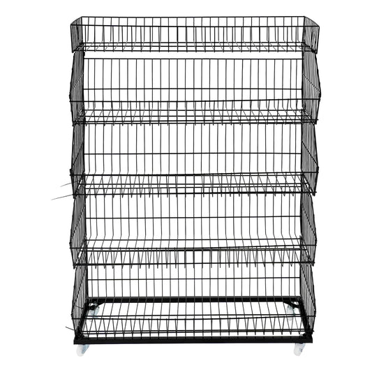 Retail Counter Display Rack 5 Tier Thickened Steel With Wheels Black 90x43x140cm Open Shelves Sturdy Stable 15kg Load Mobile For Store Use