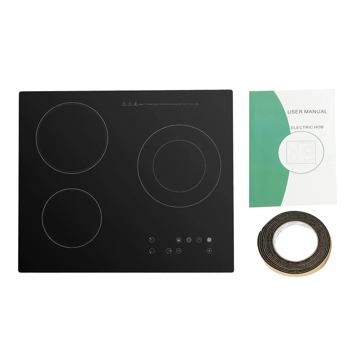 2600W Electric Ceramic Cooktop, Portable 3 Burners Built-in Cooktop, Sensor Touch Control Countertop, Electric Hot Plate with Kid Safety Lock and Timer (no plug)