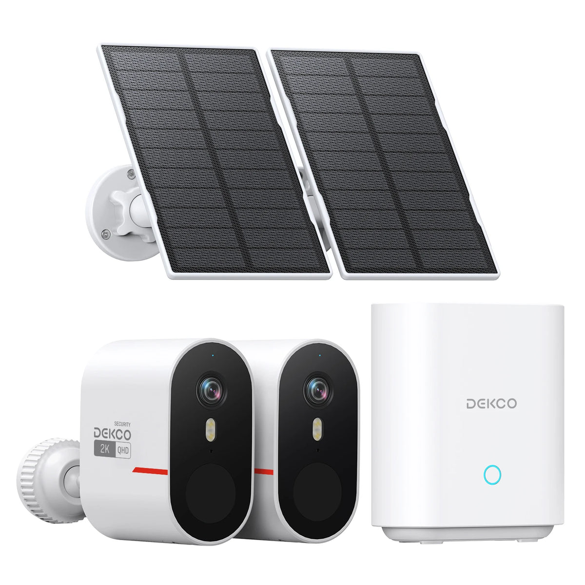 Dekco 3MP WiFi Solar Camera System 2 Cam Kit Outdoor Wireless Home Security Camera Set Color Night Vision 2-Way Audio CCTV Cam