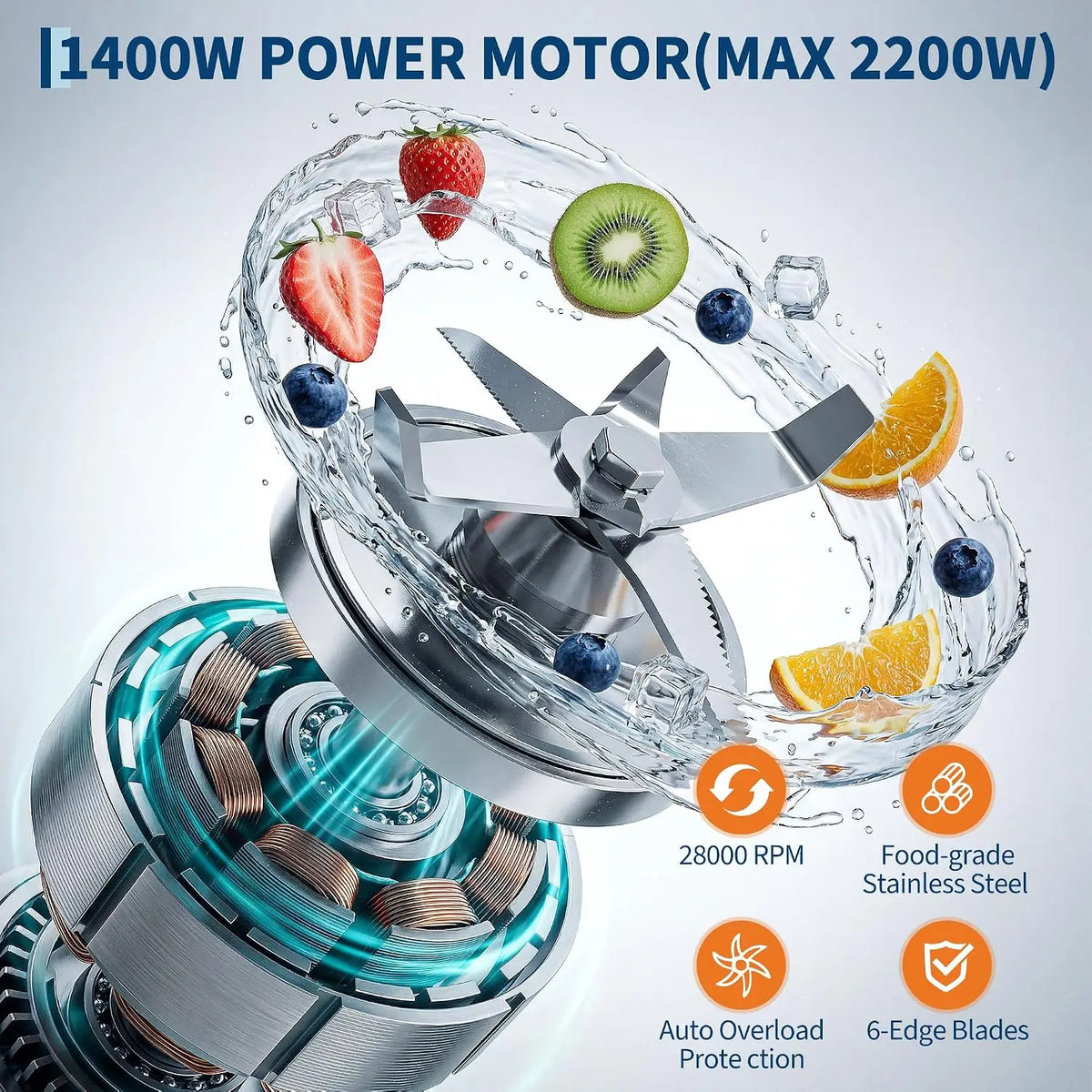 Tacleekii 68 Oz Commercial Blender Smart Touch Countertop Blender 9 Speed & 6 Functions Food-Grade Stainless Steel Powerful 28000 PRM,